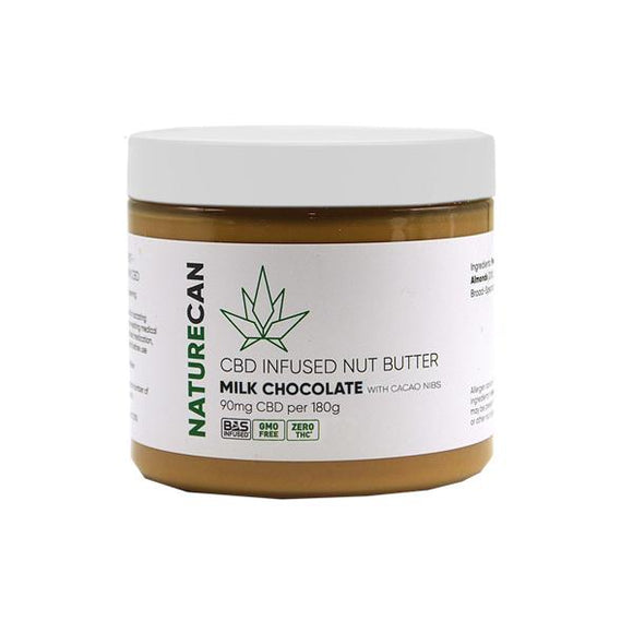 Naturecan 90mg CBD 180g Nut Butter Milk Chocolate with Cacao Nibs