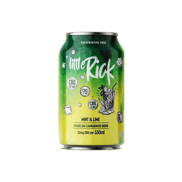 24 x Little Rick Drink 32mg CBD Sparkling 330ml Mint & Lime