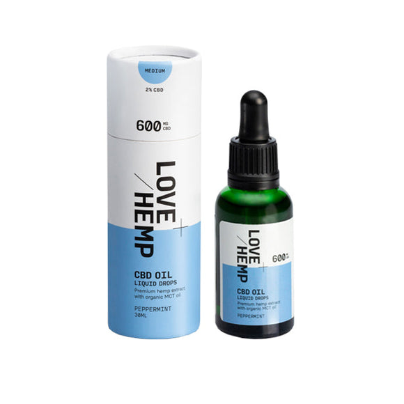 Love Hemp 600mg Peppermint 2% CBD Oil Drops - 30ml
