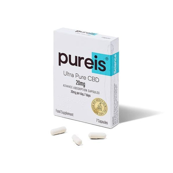 Pureis® CBD 20mg CBD Ultra Pure CBD Advanced Absorption Capsules - 7 Caps