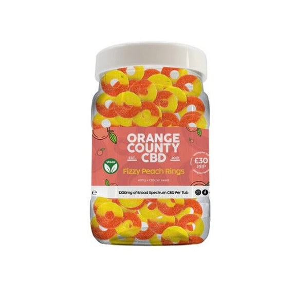Orange County CBD 1600mg CBD Fizzy Peach Rings - Large Tub